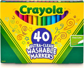 Crayola Ultra Clean Fine Line Washable Markers (40ct), School Supplies, Classroom Teacher Must Haves, Homeschool Essentials, Gifts for Kids, Ages 3, 4, 5