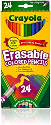 Crayola Erasable Colored Pencils (24ct), Kids Coloring Pencils for Coloring Books, Assorted Colors, Arts & Crafts Supplies, Gifts, Ages 6, 7, 8