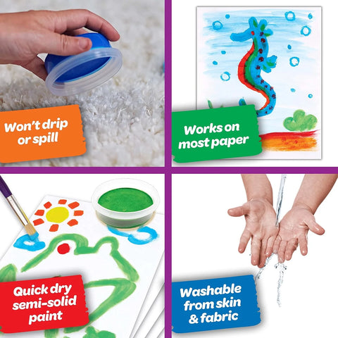 Crayola Spill Proof-Paint Set - Washable Paint for Kids, Includes Paint Brush & Paper, No Drip, Less Mess Arts & Crafts, Toddler Gift, Ages 3+ (Pack of 2)