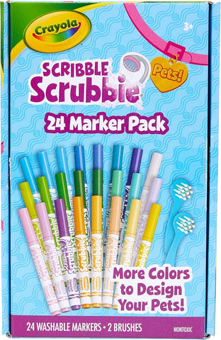 Crayola Scribble Scrubbie Pets Marker Refill & Expansion Set - 24 Washable Markers for Kids, Gifts for Girls & Boys [Amazon Exclusive]