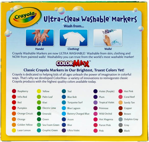 Crayola Ultra Clean Washable Markers (40ct), Teacher School Supplies for Kids, Broad Line Colored Markers, Coloring Book & Art Marker Set, Ages 3+