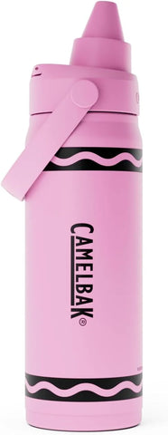 CamelBak Crayola Chug Insulated Stainless Steel Water Bottle, Cold Retention with Spill Resistant Lid for School and Everyday Hydration, 16oz, Carnation Pink