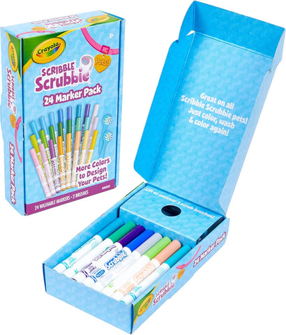 Crayola Scribble Scrubbie Pets Marker Refill & Expansion Set - 24 Washable Markers for Kids, Gifts for Girls & Boys [Amazon Exclusive]