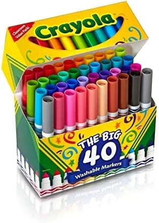 Crayola Ultra Clean Washable Markers (40ct), Colored Markers for Kids, Coloring Book Marker Set, Stocking Stuffers for Kids, Christmas & Holiday Gifts, Ages 3+, Pacl of 6