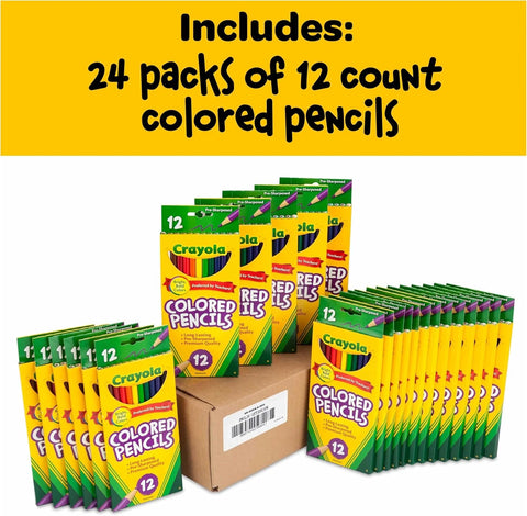Crayola Bulk Colored Pencils for Kids (24pk) - 12 Assorted Colors, Art Supplies For Crafts & Coloring Books, Bulk Preschool & Kindergarten Classroom Supplies (Packaging May Vary) (Pack of 2)