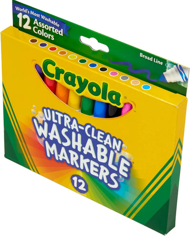 Crayola Broad Line Markers (12 Count), Washable Markers for Kids, Assorted Colors, Arts & Crafts Supplies, For Coloring Books & Art Projects, Ages 3+