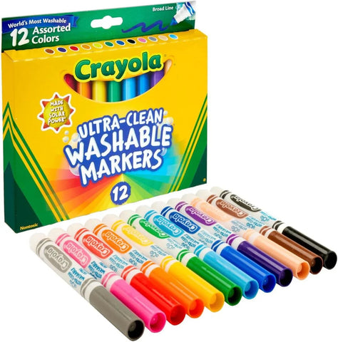 Crayola Broad Line Markers,Washable Markers for Kids,Assorted Colors,Arts & Crafts Supplies,For Coloring Books & Art Projects,Ages 3+,12 Count (Pack of 2)