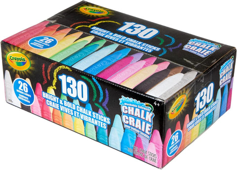 Crayola Washable Outdoor Sidewalk Chalk Collection (130ct), Bulk Anti-Roll Chalk Sticks for Kids, Outdoor Toys & Activities, Teacher Appreciation Gifts, Ages 4, 5, 6