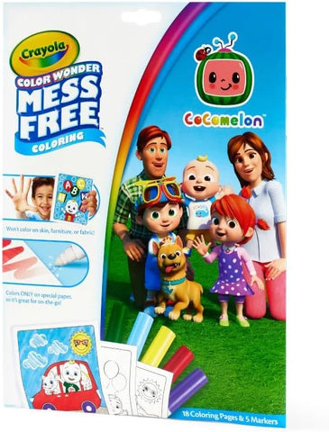 Crayola Cocomelon Color Wonder Coloring Set, Cocomelon Coloring Pages, Mess Free Coloring for Toddlers, Travel Activity, Gift for Kids