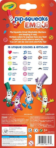 Crayola Emoji Pip Squeaks Washable Markers (16ct), Toddler Mini Stamper Marker Set, Coloring Supplies for Toddlers, Gift for Kids