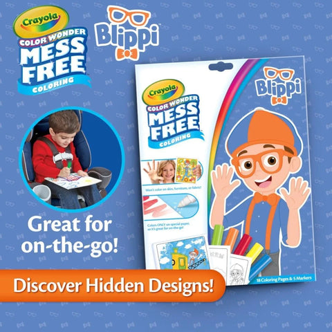 Crayola Blippi Color Wonder Coloring Set, 18 Blippi Mess Free Coloring Pages for Toddlers, Travel Activity, Toddler Toys & Gifts