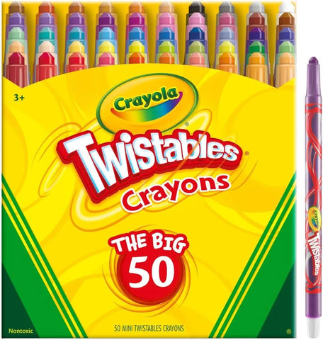Crayola Mini Twistables Crayons for Kids (50ct), Cute Back to School Supplies for Kids, Crayons for Coloring Books, Gift for Toddlers Girls & Boys, Arts & Crafts, 3+