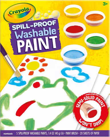 Crayola Spill Proof Paint Set Washable Paint for Kids, Teacher School Supplies & Essentials, Includes Brush & Paper, Arts & Crafts, Toddler Gift, Ages 3+
