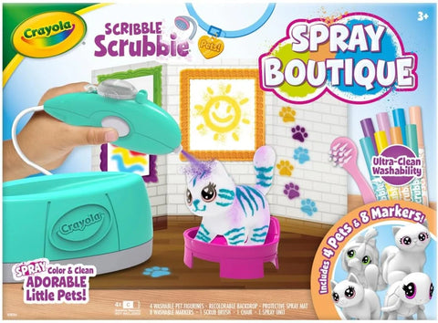 Crayola Scribble Scrubbie Pets Spray Boutique, Airbrush Art Set for Kids, DIY Crafts for Toddlers, Kids Toys, Gifts for Girls & Boys, Ages 3+