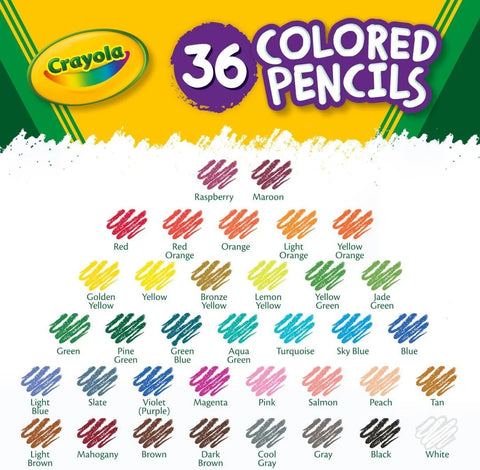 Crayola Colored Pencils (36ct), Kids Pencil Set, Pre-Sharpened Coloring Book Pencils for Kids & Adults, Arts & Crafts Supplies, Coloring Gift, Ages 3+