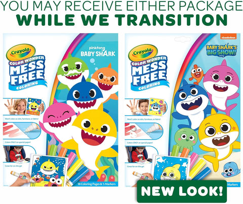 Crayola Baby Shark Color Wonder Pages, Mess Free Coloring for Toddlers, Coloring Activity, Travel Activities, Toddler Toys & Gifts, 3+