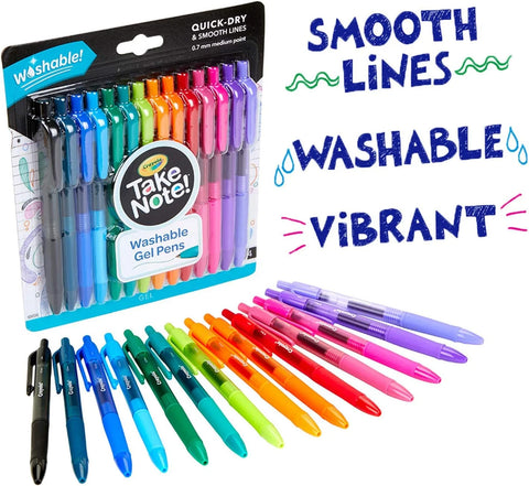 Crayola Colored Gel Pens for Kids and Adult Coloring, Washable Pens Medium Point, 14 Count