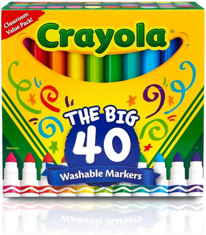 Crayola Ultra Clean Washable Markers (40ct), Colored Markers for Kids, Coloring Book Marker Set, Stocking Stuffers for Kids, Christmas & Holiday Gifts, Ages 3+, Pacl of 6