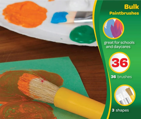 Crayola Paintbrush Variety Classpack (36ct), School Art Supplies for Kids, Flat & Round Paint Brushes for Toddlers & Classrooms, Easy Grip Handle