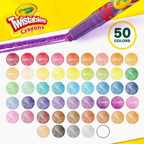Crayola Mini Twistables Crayons for Kids (50ct), Cute Back to School Supplies for Kids, Crayons for Coloring Books, Gift for Toddlers Girls & Boys, Arts & Crafts, 3+
