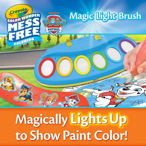 Crayola PAW Patrol Color Wonder Magic Light Brush – Mess Free Painting Kit for Kids with Lightup Brush, Gift for Toddlers, Preschool Art Activities, Ages 3+
