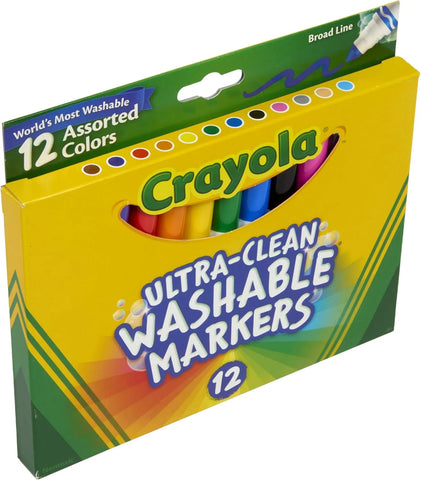 Crayola Broad Line Markers,Washable Markers for Kids,Assorted Colors,Arts & Crafts Supplies,For Coloring Books & Art Projects,Ages 3+,12 Count (Pack of 2)