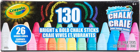 Crayola Washable Outdoor Sidewalk Chalk Collection (130ct), Bulk Anti-Roll Chalk Sticks for Kids, Outdoor Toys & Activities, Teacher Appreciation Gifts, Ages 4, 5, 6