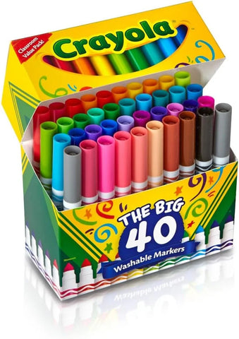 Crayola Ultra Clean Washable Markers (40ct), Colored Markers for Kids, Coloring Book Marker Set, Stocking Stuffers for Kids, Christmas & Holiday Gifts, Ages 3+, Pacl of 6