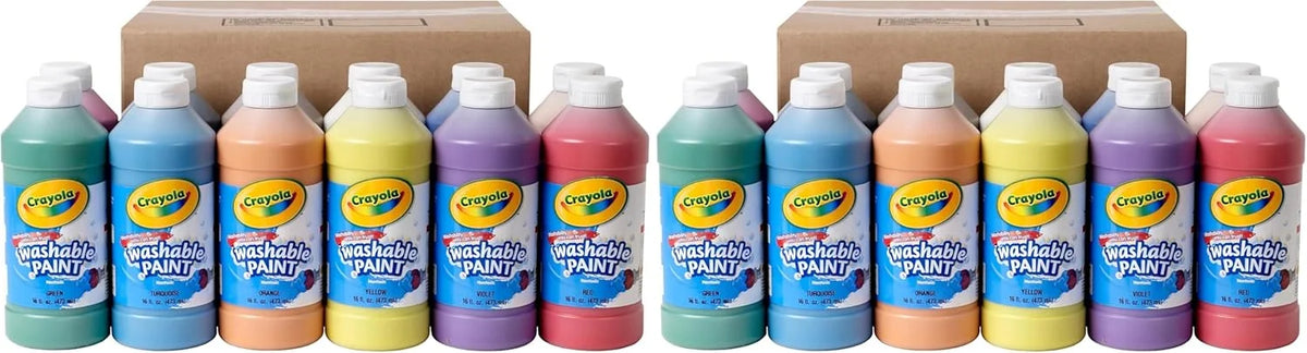 Crayola Washable Paint, Bulk Paint Set for Kids' Art Projects, 16 Oz, Nontoxic Craft Supplies, Teacher Classroom Must Haves, Ages 3, 4, 5, 12 Count, (Pack of 2)